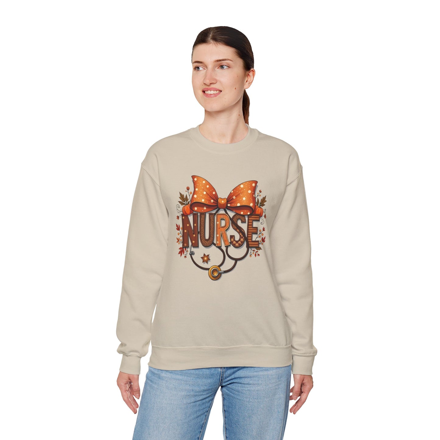 Nurse Crewneck Sweatshirt, DTF Transfer, Cozy Nursing Gift, Nurse Appreciation, Cute Nurse Apparel, Fall Fashion, Autumn Style