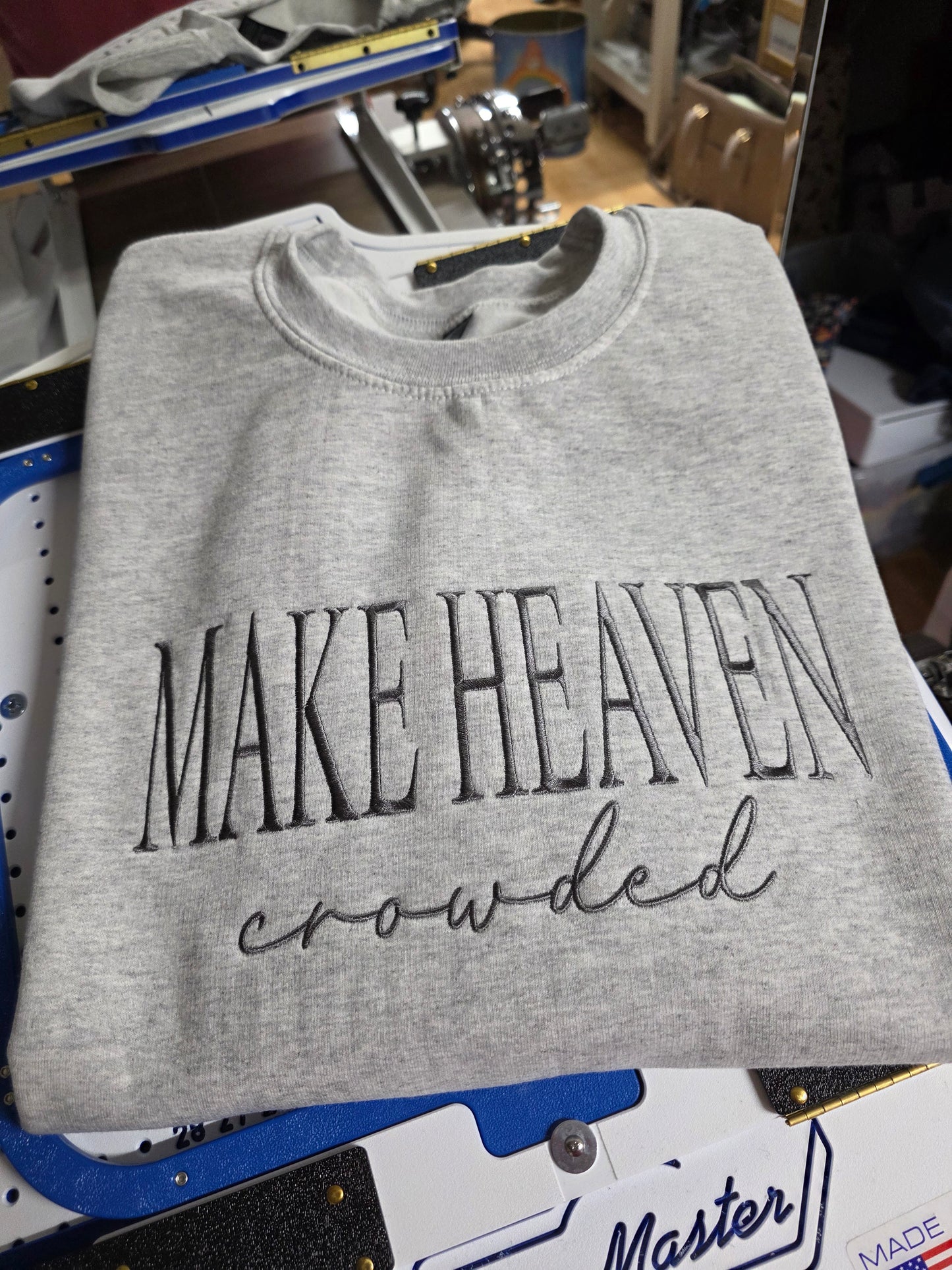 Make Heaven Crowded Embroidered Crewneck