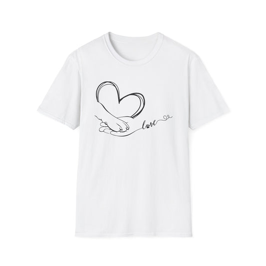 Unisex Softstyle T-ShirtLove Heart Hand holding dog's paw - Casual & Comfortable Wear for Every Occasion